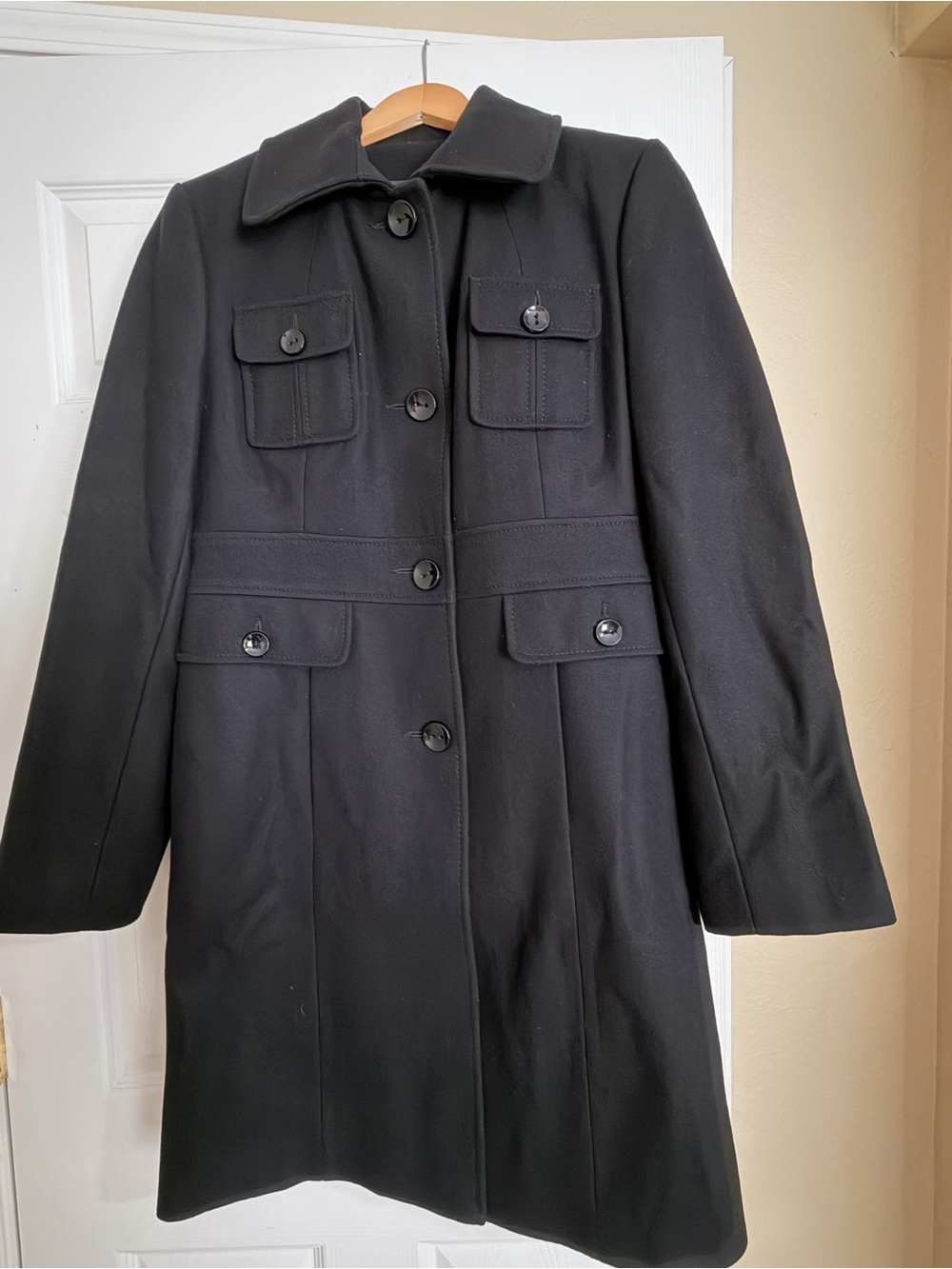 Classic Black Women's Button-Front Coat